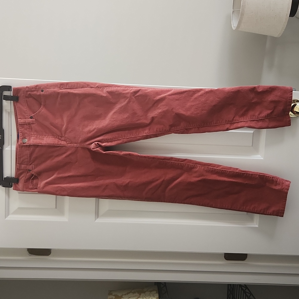 Talbots pink corduroy high waist straight leg pants, size 4 petite
